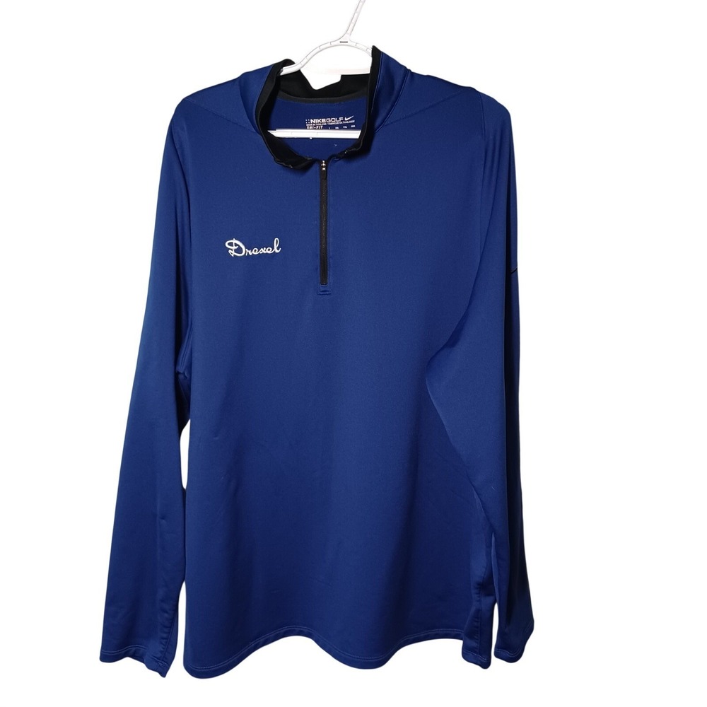 Nike Golf Dri Fit L/S Royal Blue Men's XXL 1/4 Zip Shirt Sportswear Soft Stretch